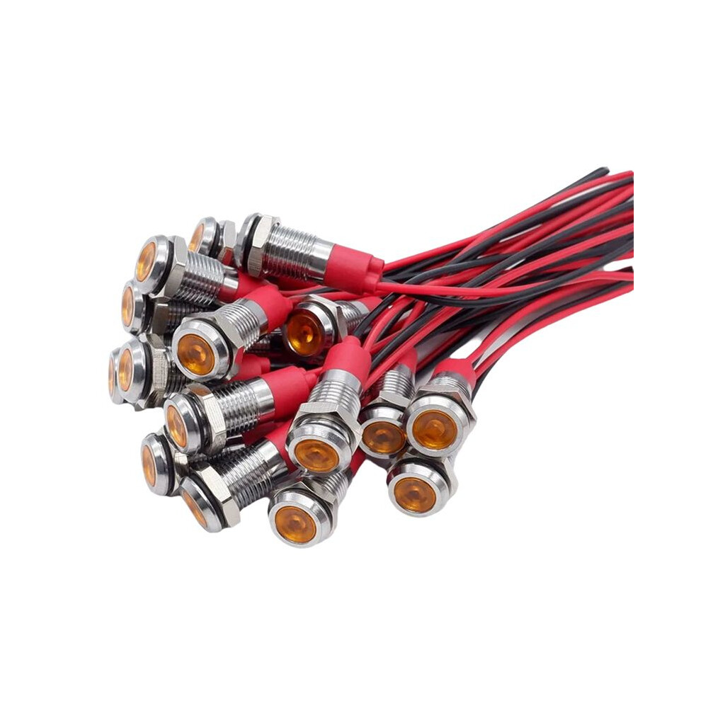 20Pcs 6Mm Metal Led Warning Indicator Signal Lamp Onboard Display S With Wire 3V Light/Orange 6031443636543