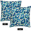 Fodere per cuscini leopardate in lino blu e verde, 18x18 cm, set da 2 2