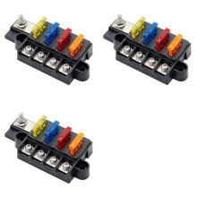 3X Blade Fuse Box for Automotive Boat Marine 4 Way 12-32V 4 Circuit Fuse Block with Cover