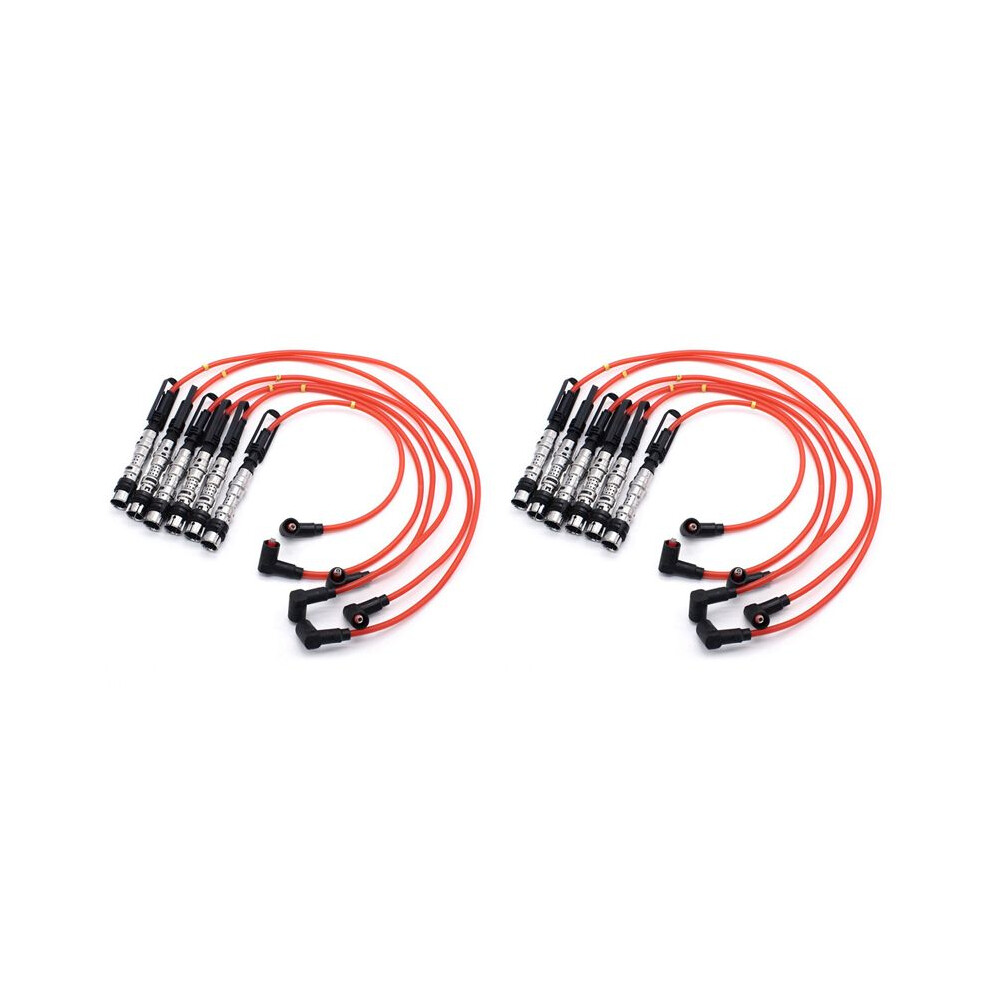 12Pcs Ignition Coil Spark Plugs Wires Cable For Iii Corrado Vr6 2.8 2.9 Aaa Abv With Puller 021905409Ad Red 4712528679038