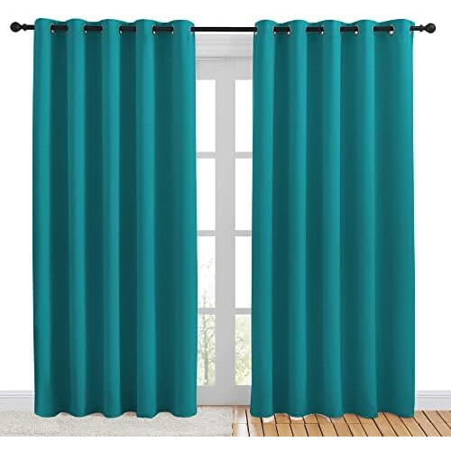 Πάνελ κουρτινών συσκότισης Peacock Teal (70x84", σετ 2 τεμαχίων) – Θερμομονωτικά, με 1