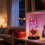 Luminária cilíndrica de vidro LED com decoração de coração e rosa 5