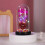Luminária cilíndrica de vidro LED com decoração de coração e rosa 6