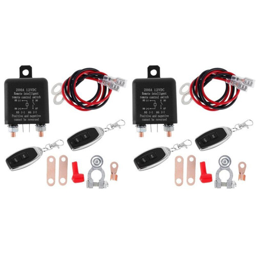 2X 12V 200A Battery  Relay Remote Control Battery Disconnect Cut Off Isolator  Anti-Theft