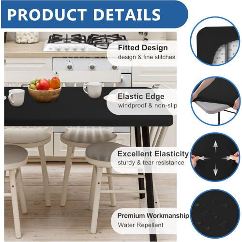 Black Square Fitted Tablecloth 34x34" (2 Pack) 1