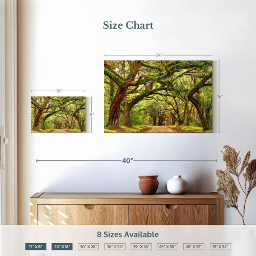 Obraz ścienny „Charleston Oak Forest” – Poziomy obraz na płótnie – Dekoracja ścienna do salonu – Płótno naturalne – 2
