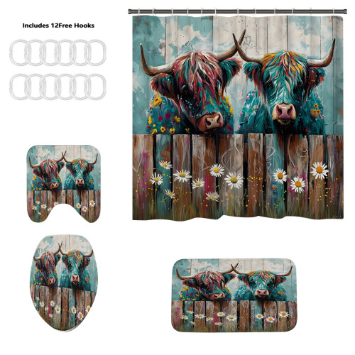 Ensemble de salle de bain Highland Bull imperméable 4 pièces 1