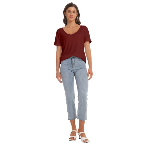Blusas femininas casuais com decote em V profundo e sexy 1