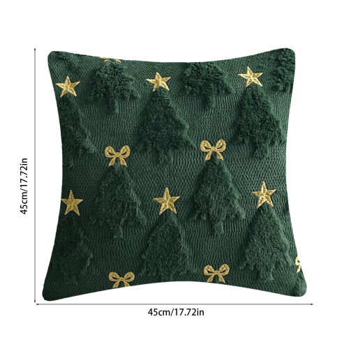 Julepudebetræk 45x45cm Grønt trædesign 2