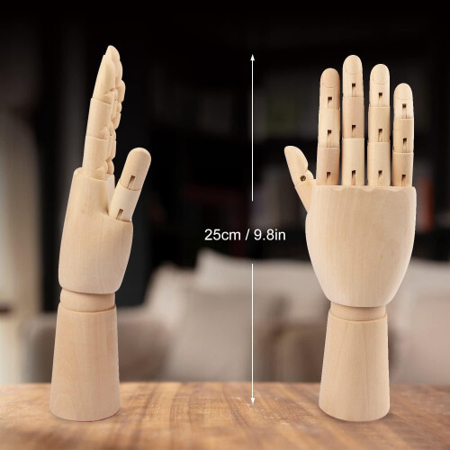 Houten handmodel, set van 4 (2 links, 2 rechts) 1