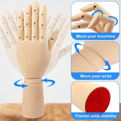 Houten handmodel, set van 4 (2 links, 2 rechts) 2