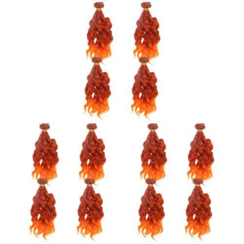 12Pièces Perruques Orange Bouclées Durable Décoration Pour Poupées DIY 1
