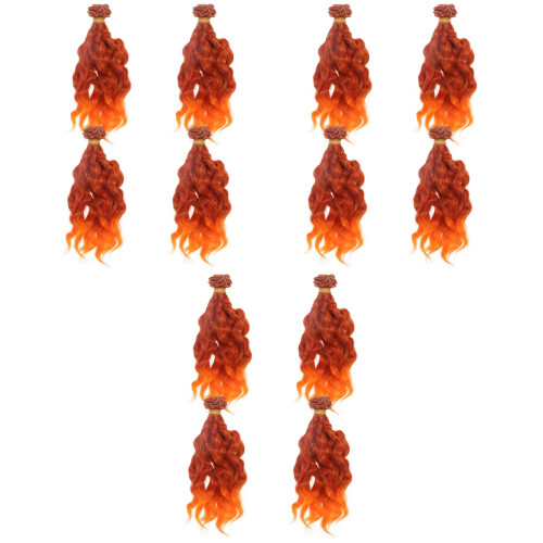 12Pièces Perruques Orange Bouclées Durable Décoration Pour Poupées DIY 2