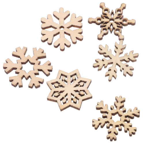 Wooden Snowflake Ornaments Beige 100 Pieces 1