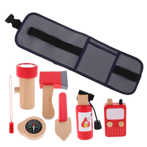 2Ensembles Kit Jeu Pompier Enfant Ceinture Bois 1