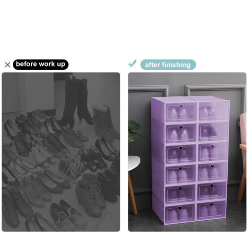Clear Stackable Shoe Storage Boxes with Drop-Front Door & Ventilation – Purple, Easy Clean, Foldable, Compatible with Standard Shoes 2