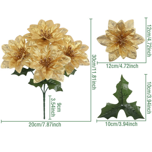 Kunstige julestjerneblomster til juledekorasjon 2