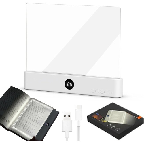 Dimmable Smart LED Reading Light, Full-Page Book Light for Night Reading – Compatible with Kindle, iPad 2