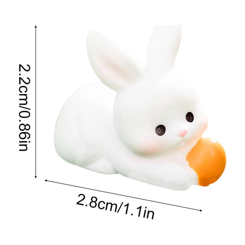 2 Mini Easter Bunny Figurines, Resin, White 2