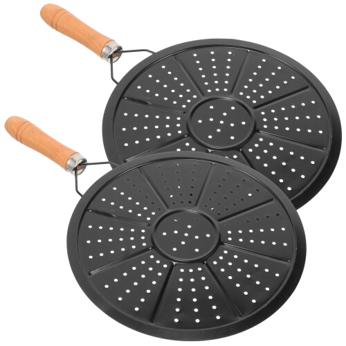2pcs Heat Diffuser Reducer with Wooden Handle for Gas Stove 2