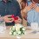 Coroa de velas de Dia dos Namorados com rosas artificiais e 5
