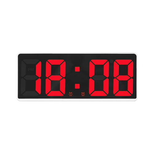 LED Digital Alarm Clock with Large Display - Multi-Function Bedside Clock, Adjustable Brightness, Voice Activated, Night Mode, Snooze, White Frame 1