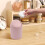 Plastic Mini Desktop Trash Can, Swing-Top Tiny Waste Bin, Pink 6
