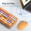 Conjunto de teclado e mouse sem fio, teclado retrô laranja com teclas redondas, 2,4 GHz sem interrupções, compatível com PC/laptop/Mac/Windows 2