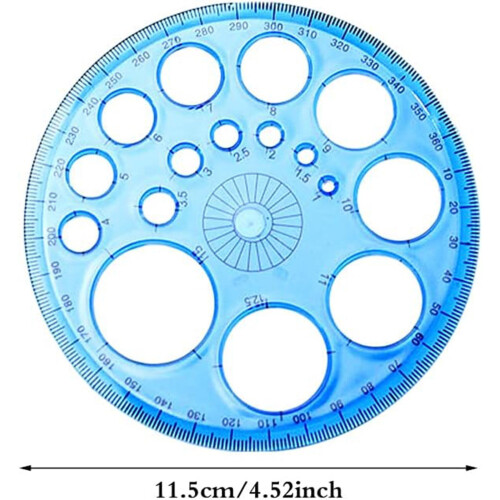 360 Circular Protractor, Circle Template & Stencil Set (3PCS, 4.52 in, Random Colors) 1