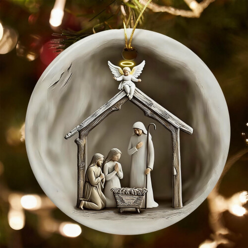 Julepynt med julemotiv – religiøs juletredekorasjon, 1 2