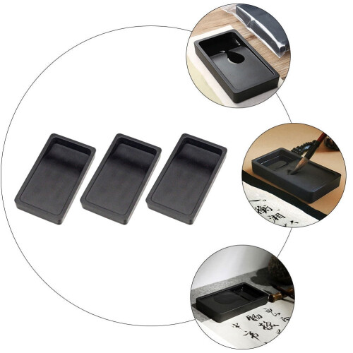 OUNONA Student Calligraphy with Double Sided Design Practical Portable Plastic Inkslab for Home Use Pcs 1