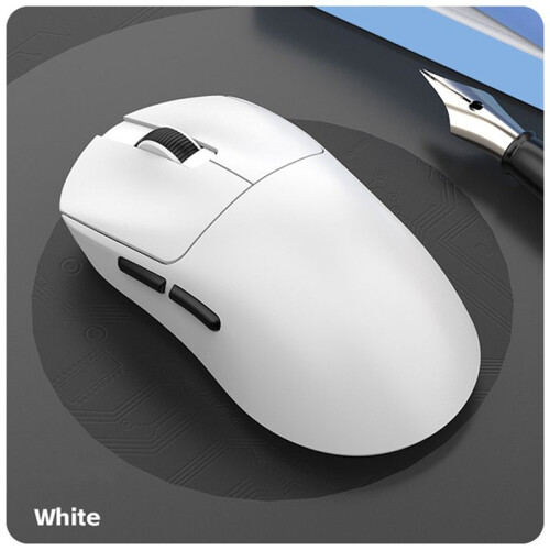 Wireless  Mouse 12000dpi Thin Optical Mouse PAW3311Macro Sensor Ergonomic Design Gaming Mouse White 2