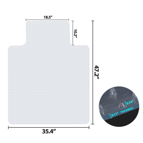 Χαλί γραφείου PVC 47" x 35" Διαφανές χαλί γραφείου με χείλος κάτω από το γραφείο για 1