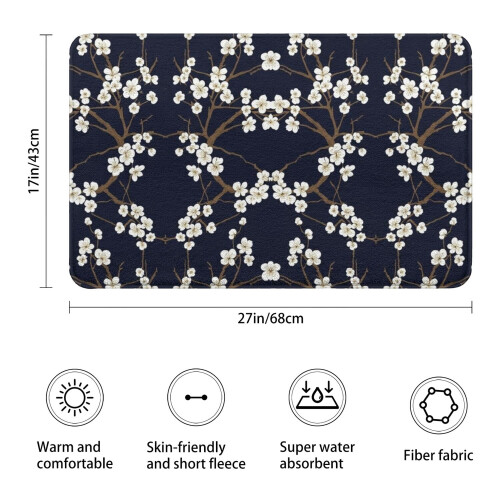 Χαλί μπάνιου Pioneer Flower Floral, αντιολισθητικό χαλάκι μικροϊνών με επένδυση από 2