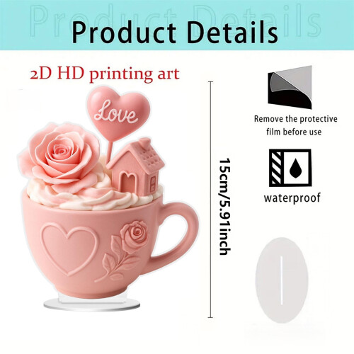 Romantische Teetasse als Valentinstagsdekoration, 15 cm 2