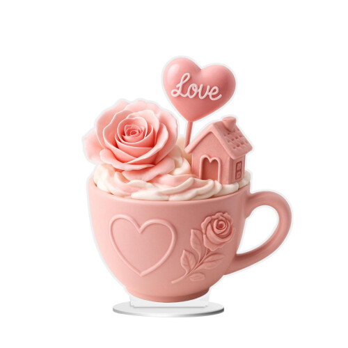 Heart-Shaped Acrylic Tea Cup Ornament 1 Piece 2