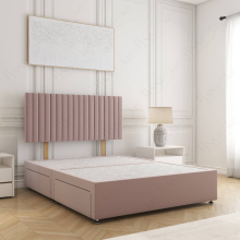 (Pink, 4ft Small Double (No Mattress))) Brooke Divan Bed with 2 Storage Drawers Plush Velvet 24” Headboard & Mattress