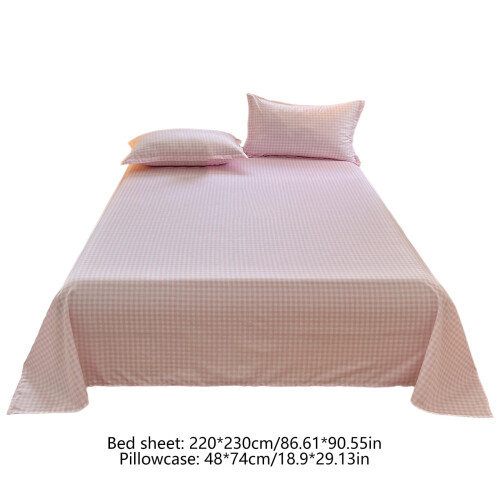Solid Color Washed Cotton Bedding Set 3-Piece Pink 2