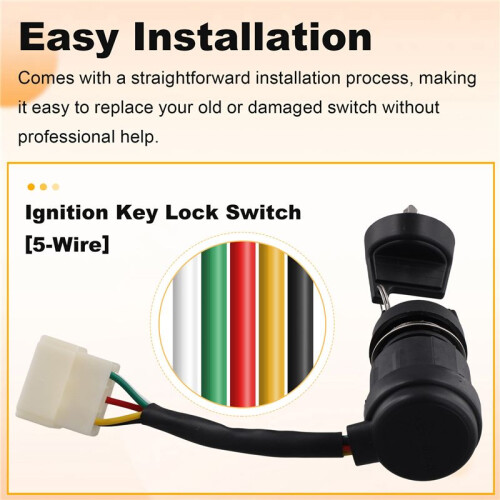 5-Wire Ignition Key Lock  Assembly for 2-5KW Gasoline Generators, Combination Start , Fits Gas Generator 1