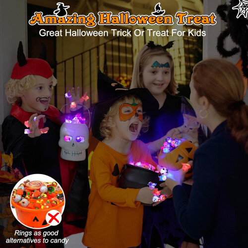 50 τεμάχια 3D φωτιζόμενα δαχτυλίδια για το Halloween – Παιχνίδια που λαμπυρίζουν με LED, 1