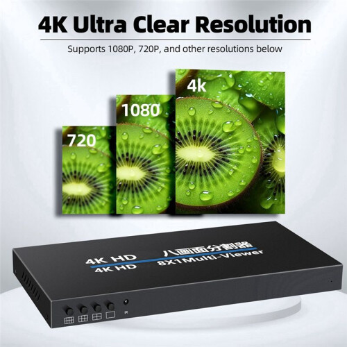 4K -Compatible 8X1 Quad Multi-Viewer Screen Divider Seamless Switching Multi-Screen Display Video Splitter EU Plug 2