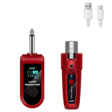 Red UHF XLR Adapter System Wireless Microphone Transmitter Receiver for Dynamic Microphone Guitar Audio Mixer PASystem A