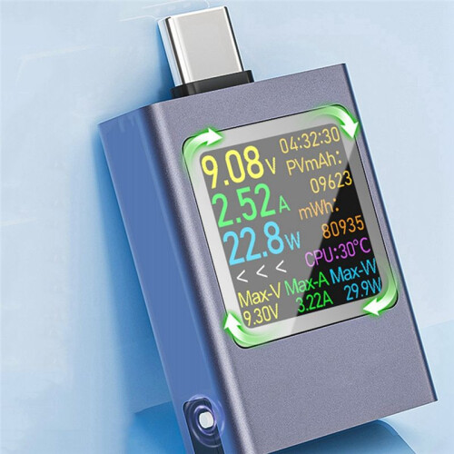 HDC-085C Color Screen Power Meter Tester Type-C PD3.1 Mobile Phone Charger Tester Multi-Function Power Meter 1