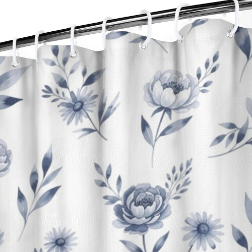 Cortina de chuveiro com estampa floral, 84x72 polegadas, com 12 ganchos. 2
