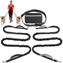 Guinzaglio da Corsa Regolabile per Cani A Mani Libere con Doppie Maniglie e Corda Elastica Retrattile per Cani di Taglia  e Media