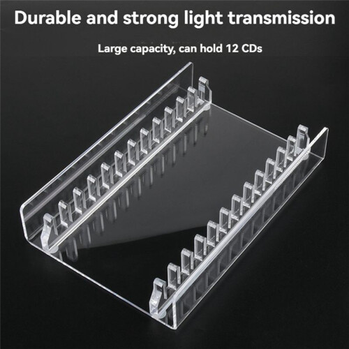 CD Storage Holder Desktop Stand, Acrylic CD Organizer Stand CD Display Rack, CD Storage Rack  to 12 Standard CD Cases 2