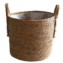 Nordic Handmade Straw Woven Flower Pot Basket for Plants and Laundry Storage