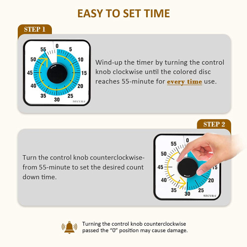 60-Min Visual Countdown Timer, 7.5" Oversize Classroom Timer for Kids & Adults, Durable Mechanical Kitchen Timer with Magnetic Back (Blue) 1