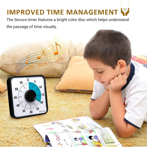 60-Min Visual Countdown Timer, 7.5" Oversize Classroom Timer for Kids & Adults, Durable Mechanical Kitchen Timer with Magnetic Back (Blue) 2