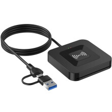 USB 2.0 Card-Läsare 2-i-1 IC-Kortläsare med Kontakt och NFC för Bankomatskatterapportering